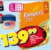 Pampers Sleep & Play Jumbo Disposable Nappies Mini-88's/Midi-78's/Maxi-68's/Junior-58's-Per Pack
