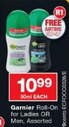 Garnier Roll-On For Ladies Or Men-50ml Each