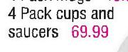 Mainstays Porcelain Dinnerware 4 Pack Cups And Saucers-Per Pack