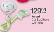 Avent 2 x Soothers With Clip-Per Pack