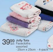 Jolly Tots Faceclothes Assorted 25x25cm-4's Pack