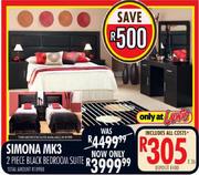 Simona MK3 2 Piece Black Bedroom Suite