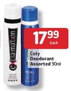 Coty Deodorant-90ml Each