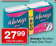 Always Sanitary Pads Duo Pack-14's/16's/20's
