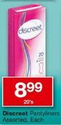 Discreet Pantyliners-20's