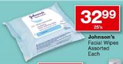 Johnson's Facial Wipes-25's Each