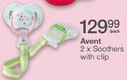 Avent 2x Soothers With Clip-Per Pack