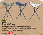 Camp Master Tripod Chair-Each