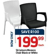 SA Leisure Monaco Chair Black Or White-Each