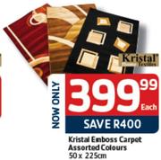 Kristal Emboss Carpet Assorted Colours(50x225Cm)-Each