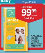 Pnp Real Baby Midi 52s, Maxi 50s, Maxi Plus 48s Or Junior Nappies 46s-Per Pack