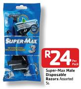 Super-Max Male Disposable Razors-5's Per Pack