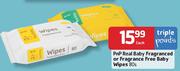 PnP Real Baby Fragranced or Fragrance Free Baby Wipes-80's Each