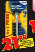 Supermax Kwik3 System Disposable Razor 4 + 1 Blades-5's Per Pack Each