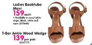 T-Bar Ankle Wood Wedge-Per Pair