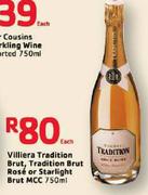Villiera Tradition Brut, Tradition Brut Rose Or Starlight Brut MCC-750ml Each
