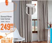 Diamond Woven Lined Curtain(230x218Cm)-Each