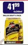 Miller Draft 6 Pack-6x340ml Each