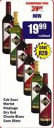 Cab Sauv Merlot Pinotage Dry Red Chenin Blanc Sauv Blanc-1x750ml Each