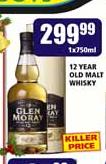 Glen Moray 12 Year Old Malt Whisky-750ml