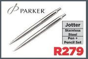 Parker Jotter Stainless Steel Pen + Pencil Set