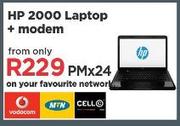 HP 2000 Laptop + Modem-On Your Favorite Network