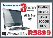 Lenovo Pentium DC 2.9G 4GB 500GB 18.5" Window8 Pro All In One PC