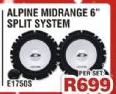 Alpine Midrange 6" Split System E1750S-Per Set