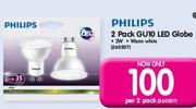 Philips 2 Pack GU10 LED Globe