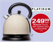 Platinum Classic 360 Degree Stainless Steel Cordless Kettle-1.7 Ltr