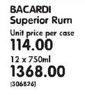 Bacardi Superior Rum-12 x 750ml
