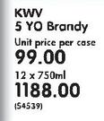 KWV 5 YO Brandy-12 x 750ml