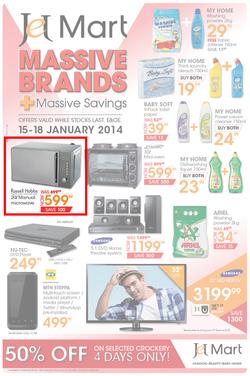 Jet Mart : Massive Brands & Massive Savings (15 Jan - 18 Jan 2014), page 1