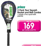 Prince 2 Pack Tour Squash Racket And Ball Combo-Per Combo