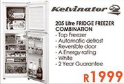 Kelvinator 205L Fridge Freezer Combination
