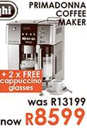 Delonghi Prima Donna Coffee Maker+2x Free Cappuccino Glasses