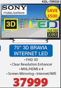 Sony 70" FHD 3D Bravia Internet LED TV KDL-70R550