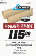 Marley Pipes E-Spec Underground Pipe-110mmx6.0m Each