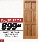 6 Panel Pine Dipped Colonial Door 813x2032mm