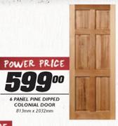 6 Panel Pine Dipped Colonial Door 813x2032mm