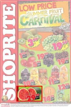 Shoprite Eastern Cape : Low Price Summer Fruit Carnival (28 Jan - 5 Feb 2014), page 1