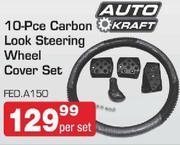 Auto Kraft 10 Pce Carbon Look Steering Wheel Cover Set FED.A150-Per Set