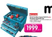 Special Makita 14.4V Cordless Impact Drill Kit Plus 116 Piece