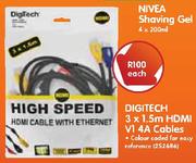 Digitech 3x1.5m HDMI V1 4A Cable