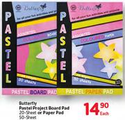 Butterfly Pastel Project Board Pad 20 Sheet Or Paper Pad 50 Sheet-Each