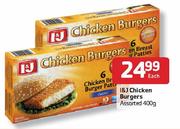 I & J Chicken Burgers Assorted-400g Each