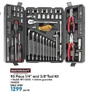 Mastercraft 93 Piece 1/4" And 3/8" Tool Kit MFT10040-Per Kit