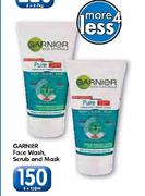 Garnier Face Wash Scrub And Mask-2x150ml