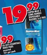 Super-Max 2 Long Handle Disposable Razors-5 + 5 Free