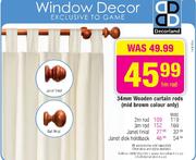Decorland 34mm Wooden Curtain Rods-1m
